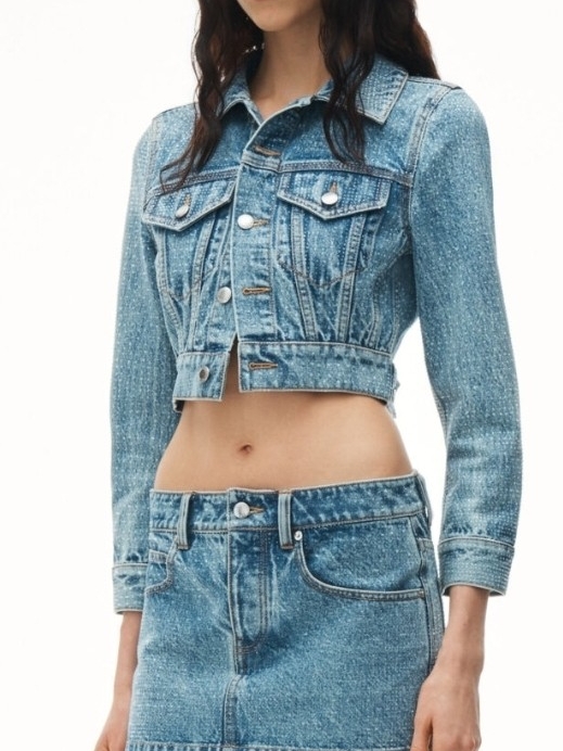Alexander Wang Crsytal Hotfix Denim Mini Skirt